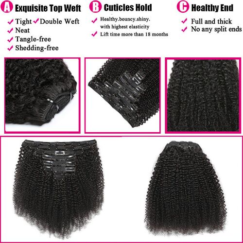 Real-person Hair Wig Women Afro Kinky Curly Clip In Hair Wig