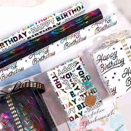 43*300cm Large Birthday gift wrapping paper Gilded wrapper01
