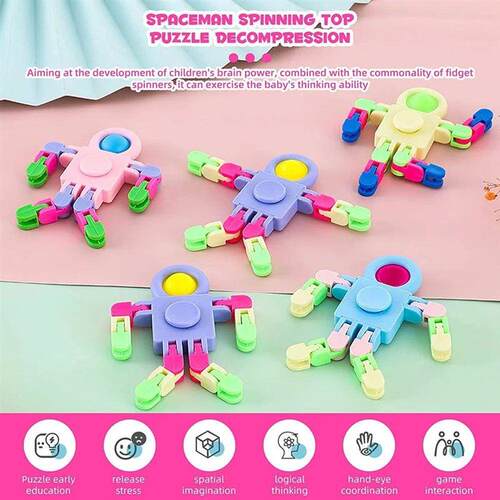 4PCS Fidget Sensory Spinner Toys Transformable Cha Robot Fin