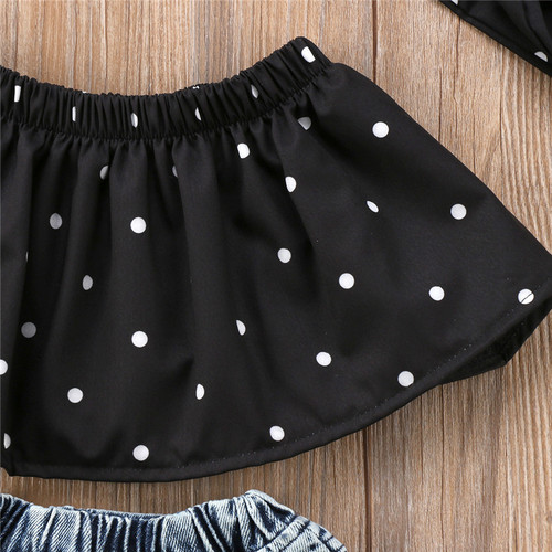 0-3Y Toddler Baby Kid Girl Clothes Set Off Shoulder Tank Top