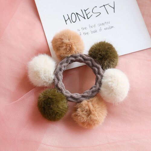 Lovely woman Pompom Hair Ties Girls Elastic Hair Band Rubber