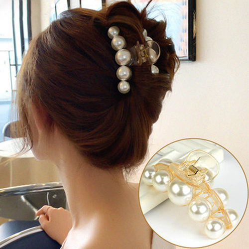 Haimeikang Acrylic Hair Claws Pearl Claw Clips For Woman Lar