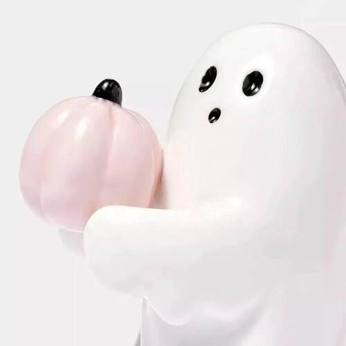 Cute Ghost Hold Pumpkin Statue Spooky Resin Ghost Pink Pumpk