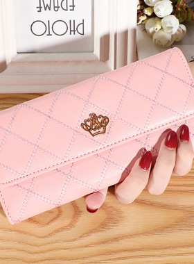 Women Wallet Lady Clutch Leather Plaid Hasp Female Wallets L
