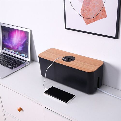 Wooden Cable Storage Box Power Line Storage Case Dustproof C
