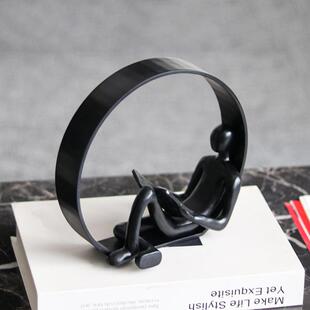 创意圈内阅读者读书人物摆件样板房售楼部卧室书房客厅玄关装饰品