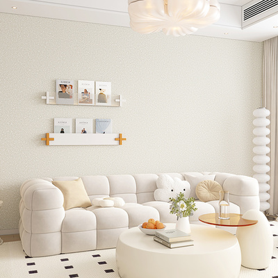 加厚亚麻复古奶咖杏子灰墙纸