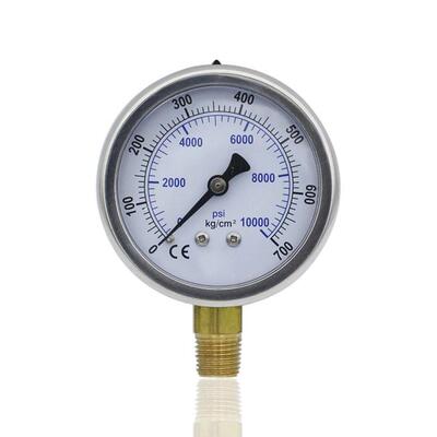 耐振抗振压力表不锈钢304油压表径向充油立装YN63 700KG 10000PSI