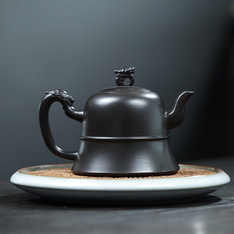 紫砂壶 宜兴原矿全手工黑泥瑞兽壶300毫升家用泡茶壶茶具