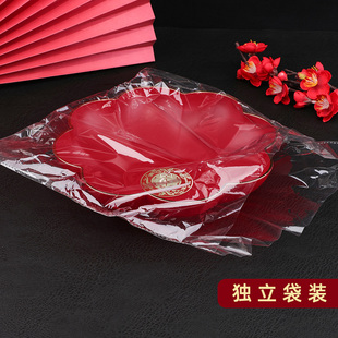 结婚喜字果盘订婚宴仪式 用品喜糖盘婚礼喜盘备婚水果干果红色盘子