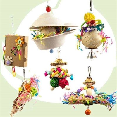 367A Paper/ Rattan Parrot Chew Hanging Toy Articles Parrot