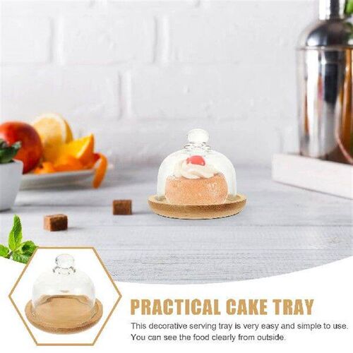 Cake Holder with Lid Glass Tray Dining Room Table Decor