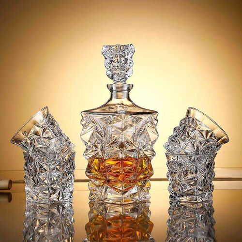 Crystal glass wine bottle decanter set with whisky storage