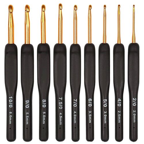 9Pcs Black Crochet Hooks Needles for Arthritic Hands 2.0-6.0