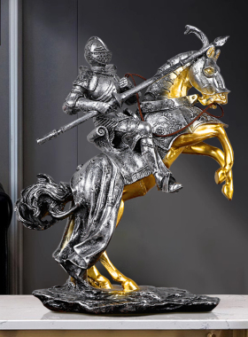胜利骑士摆件中世纪欧式办公室客厅酒柜装饰复古工艺品高档大号