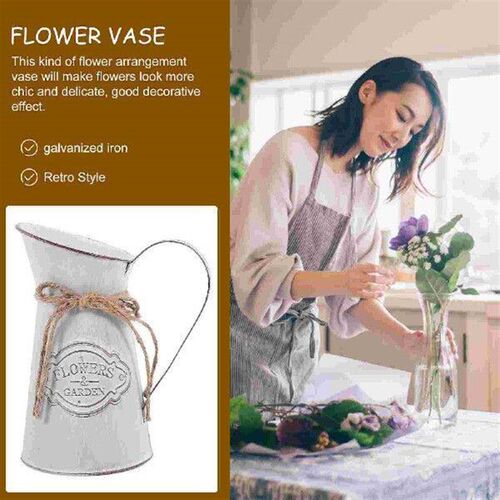 Retro Tin Flower Pot Vintage Iron Planter Galvanized Metal