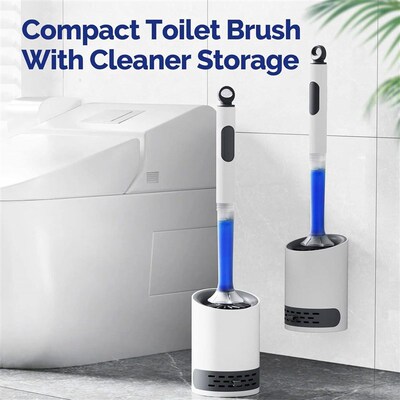 Toilet Bowl Brush Holder Set: Silicone Toilet Brush with Ref