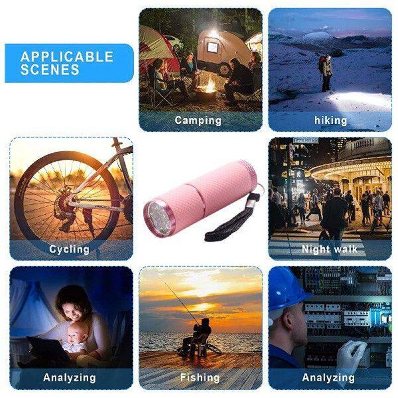 9LED Portable Lamps with Lanyard Aluminum Alloy Camping - 实物图