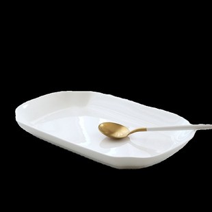 纯白骨瓷鱼盘家用蒸鱼盘子大盘子剁椒鱼头方形深盘