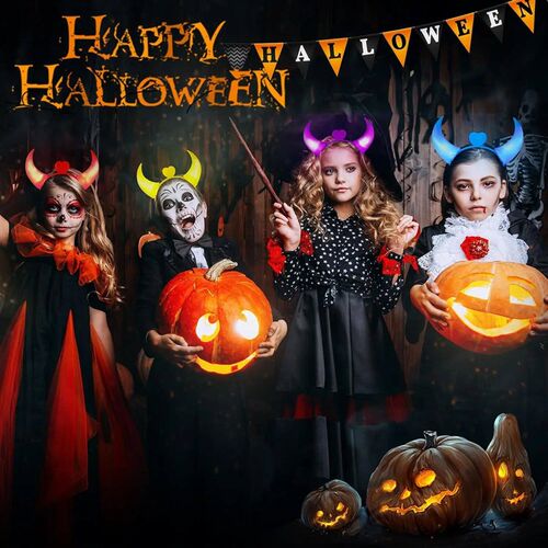 5pcs Devil Horns Light Up Headband LED Devil Horns Headband