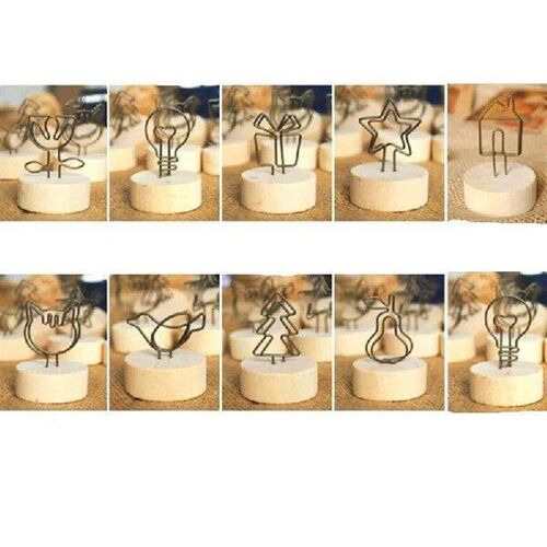 1PC Creative Round Wooden Note Picture Frame Clip Table