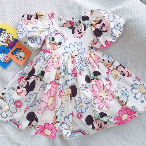 Summer Baby Girl Casual Dress Floral Kids Toddler Minnie Mou