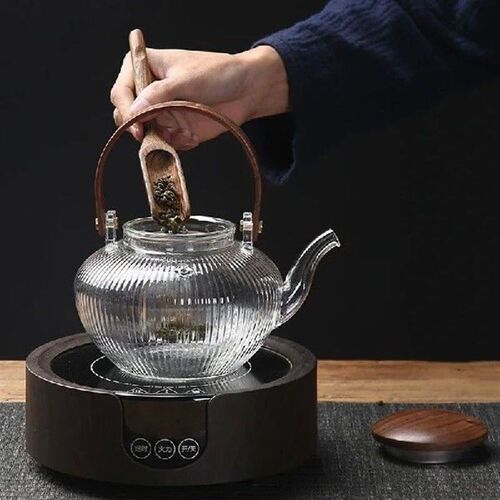 Large-capacity Wooden Handle Glass Kettle High Temperature