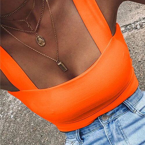 Square Neck Sleeveless Summer Crop Top White Women Black Cas