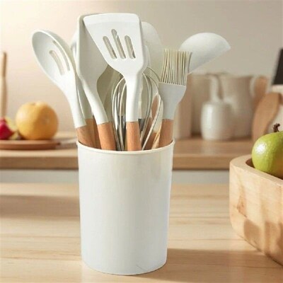 12Pcs Kitchen Utensil Set Silicone Spatula Set Wooden