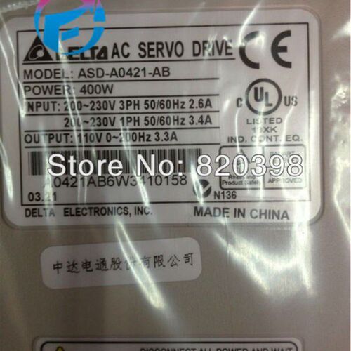 New Delta AC Servo Drive 220V 400W 2500ppr ASD-A0421-AB One
