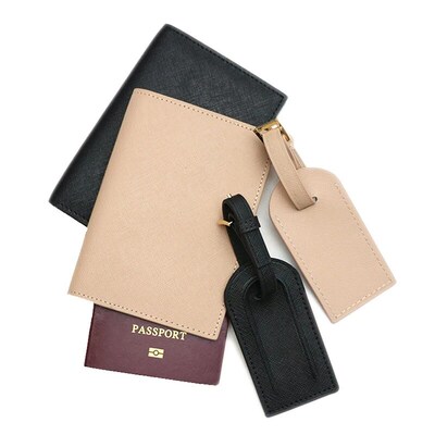 Fashion Monogrammed Initial Letters Unisex Saffiano Leather