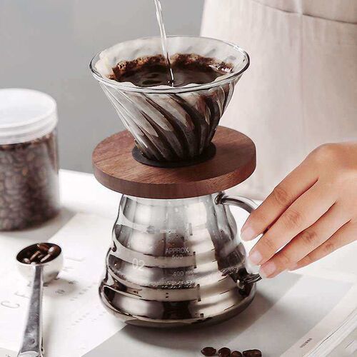 Diamond striped hand pour over coffee sharing pot drip filte