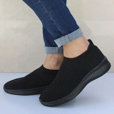 Women Flats Shoes Plus Size 43 Breathable Mesh Platform Snea