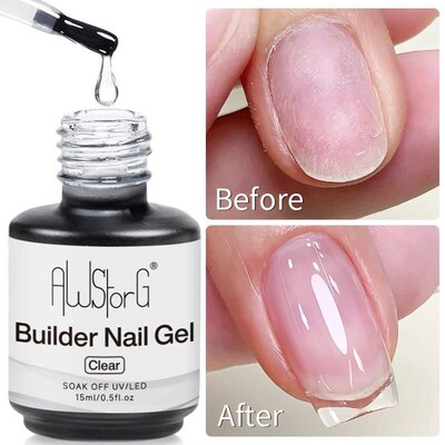AWStorG Construction UV Gel 15ml Clear Builder Nail Gel In A