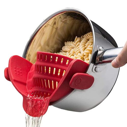Silicone Kitchen Strainer Clip On Pots and Pans Drain Rack P