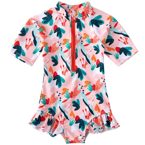 Girl One Piece Suit 2-11 Year Children Short Sleeve Swimsuit