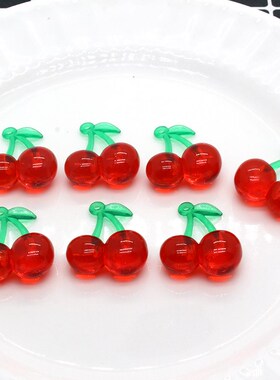 10pcs Clear Fruit Acrylic Cherry Earring Charms DIY INS Fash