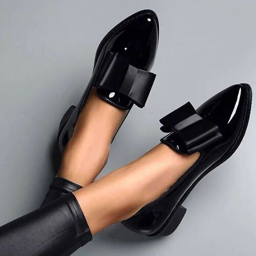 2023 New Womens Loafers Bow Decor Pointed Toe Flat Shoes fo
