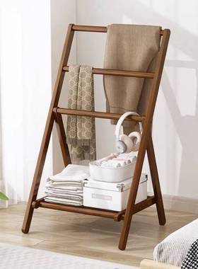 实小型挂衣架床边放衣服神架器收纳架置物裤架木卧46437临时落地