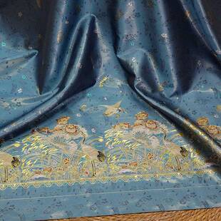 古风JY-A4-41金丝仙鹤马裙色织布秋面冬花马甲提花旗面袍妆料