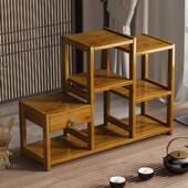 中式 桌面纳收架茶罐架桌上砂实木博古架叶小型紫壶SHUN茶杯茶具置