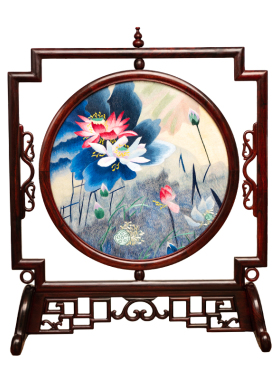 苏州刺绣摆件中式古风装饰台屏手工面绣台屏送领导长辈同事礼品