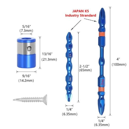 7XEA 3 Pieces Sturdy Double-head Wind Bit with Strong Magnet