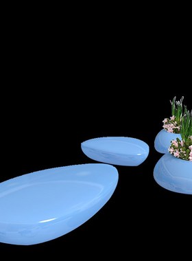 鹅卵石座椅玻璃钢创意花盆摆件商场酒店小区花园庭院花缸雕塑