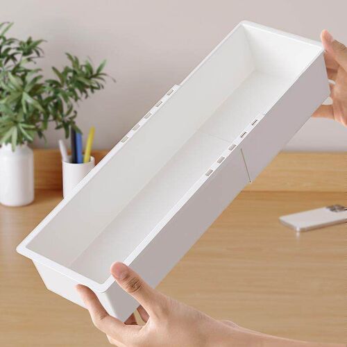 Scalable storage box with drawer-style, rectangular design f