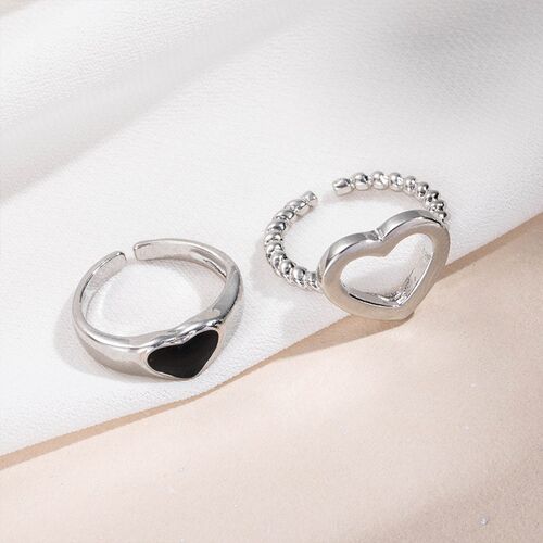 New Korea Fashion Heart-Shaped Ring Simple Design Hip-Hop Pu