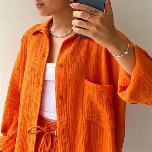 Elastic High Waisted Shorts Set Two-piece Set Of Drawstring