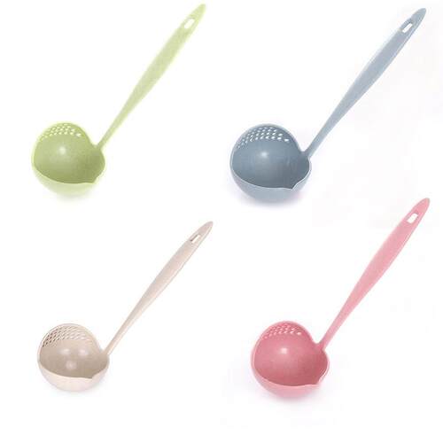 New Soup Spoon Long Handle Kitchen Strainer Solid Color Cook