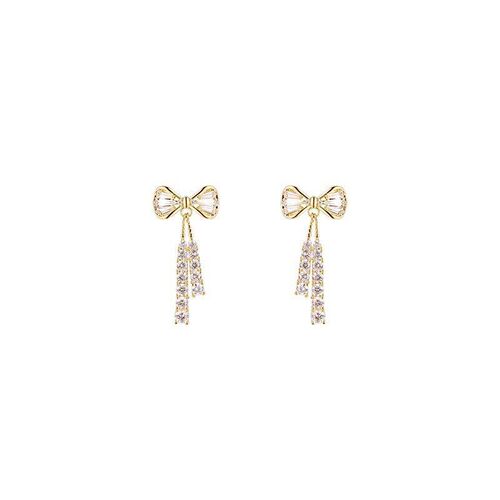 Microset Bow Zircon Crystal Earring Fashion Temperament Earr
