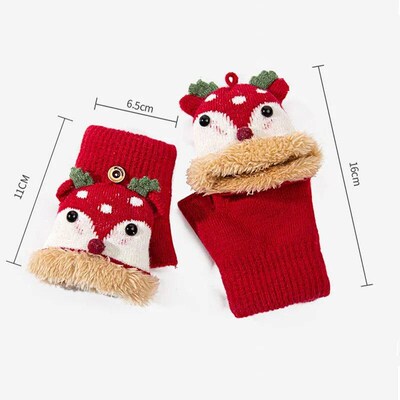 4-12 Years Children Gloves Winter Girls Knitted Half Finger
